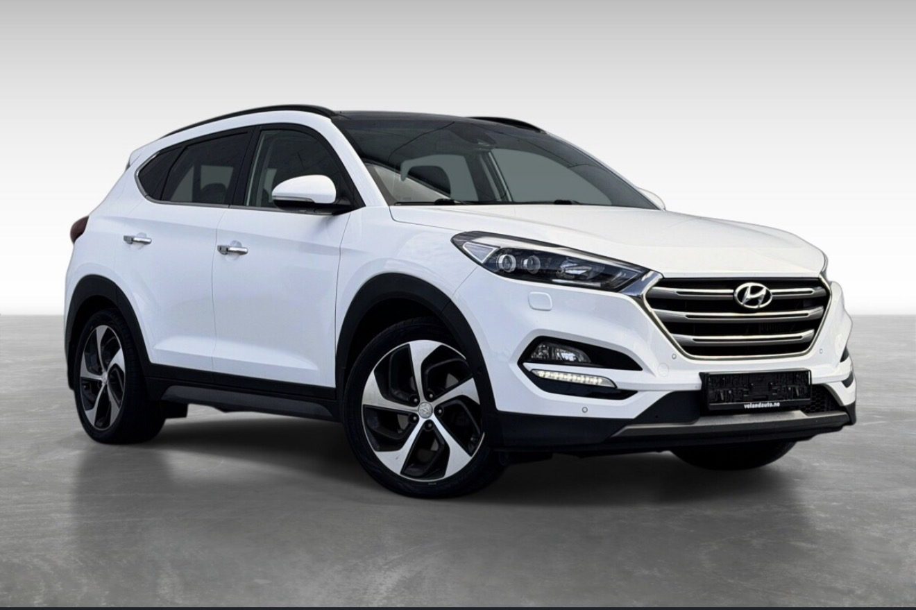Hvit Hyundai Tucson bruktbil fra Auto Globe AS i Torp, Fredrikstad